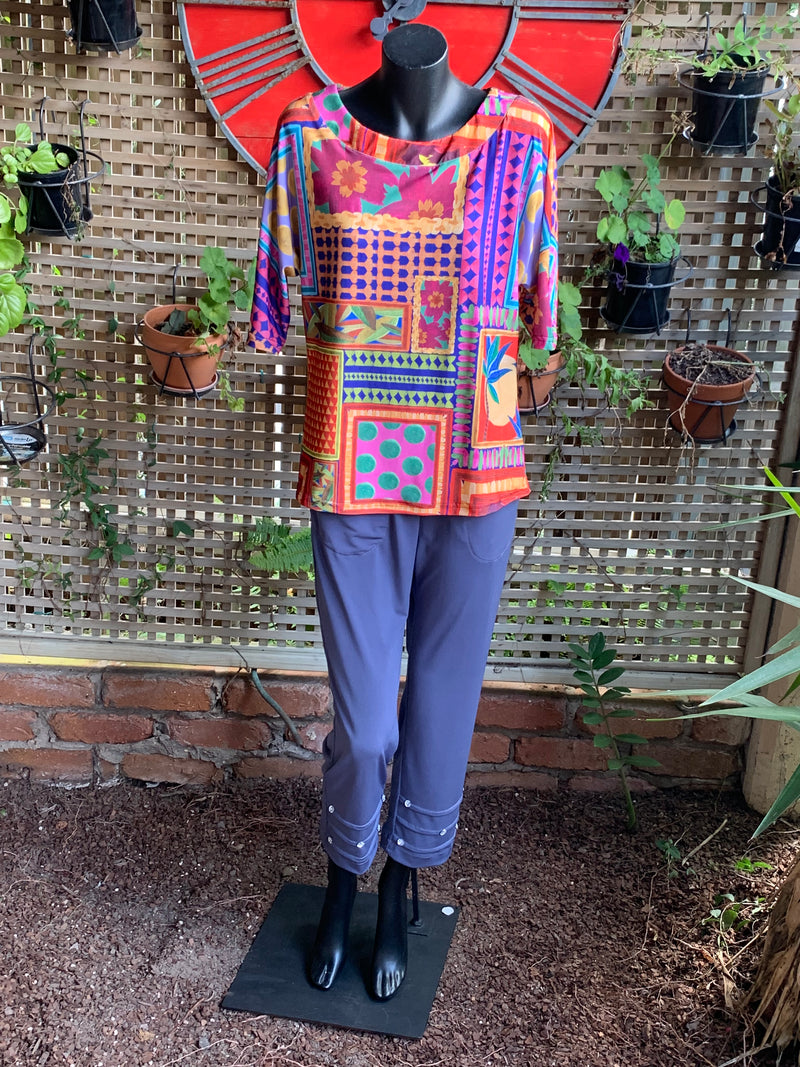 Bari Round Neck Print Top