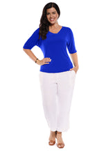 The Trieste Dolman Top is simple & stylish. It has a round neckline & raglan sleeves for simple & comfortable style.