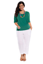 The Trieste Dolman Top is simple & stylish. It has a round neckline & raglan sleeves for simple & comfortable style. 